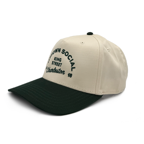 King Street x Uptown Social Snap Back Hat Green & Cream