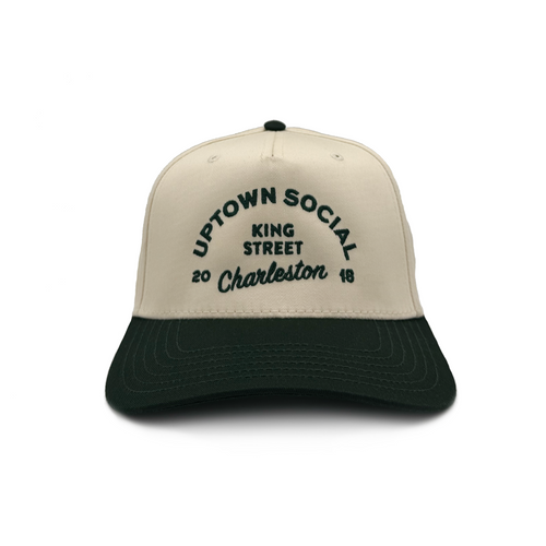 King Street x Uptown Social Snap Back Hat Green & Cream